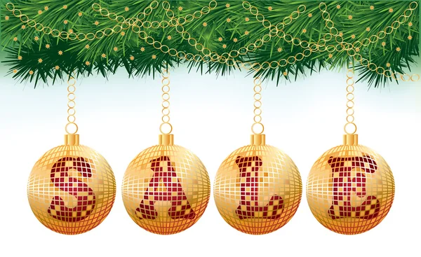 Christmas sale balls, vector illustration — Stock Vector
