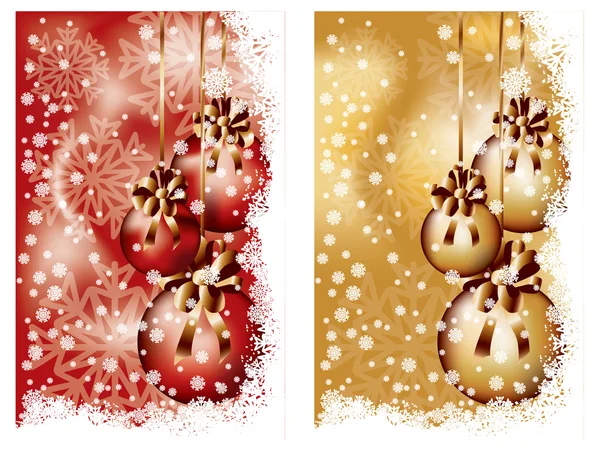 Due banner natalizi con palline, illustrazione vettoriale — Vettoriale Stock