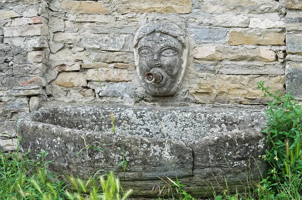 Kamenná kašna. golaso hrad. městě Varsi. Emilia-Romagna. Itálie. — Stock fotografie