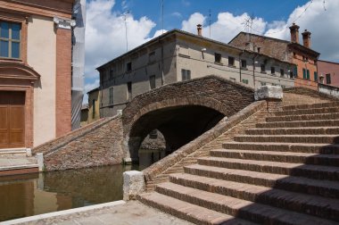 Polisler Köprüsü. Comacchio. Emilia-Romagna. İtalya.