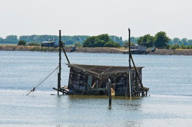 trabucco. Comacchio. Emilia-Romagna. İtalya.