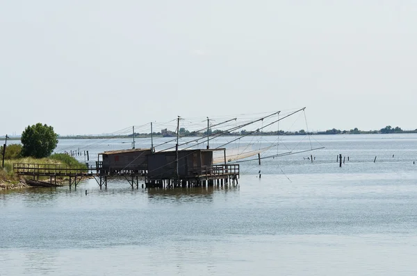 trabucco. Comacchio. Emilia-Romagna. İtalya.