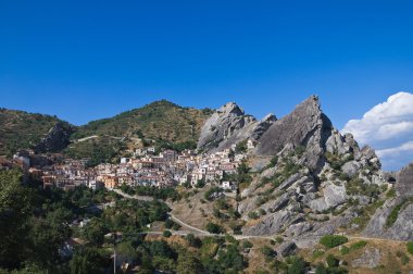 panoramik castelmezzano. Basilicata. İtalya.