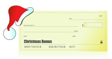 Christmas bonus check illustration design clipart