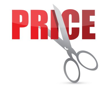 Price cutting scissors illustration design over white clipart