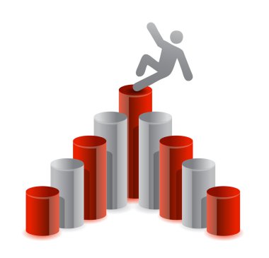 Man falling from top of graph clipart