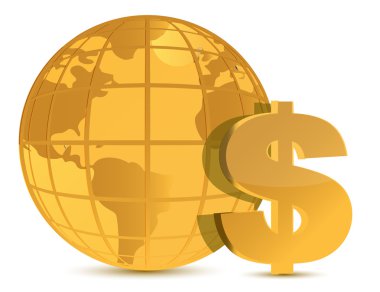 World and money wealth illustration design over white clipart