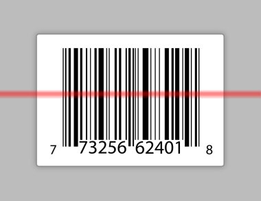 A typical product barcode with a laser scanning it. clipart