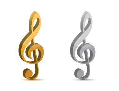 Silver and gold musical clefs clipart