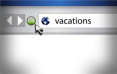 World Wide Web browser background with word vacations and cursor arrow. clipart