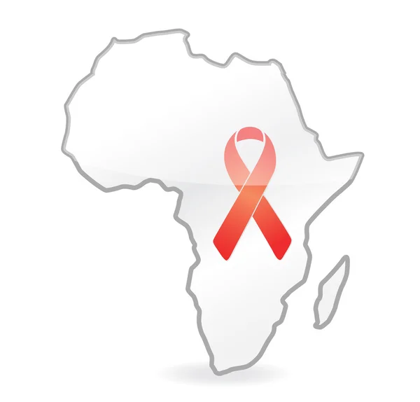 Afrika harita illüstrasyon üzerinde AIDS sembolü — Stok fotoğraf
