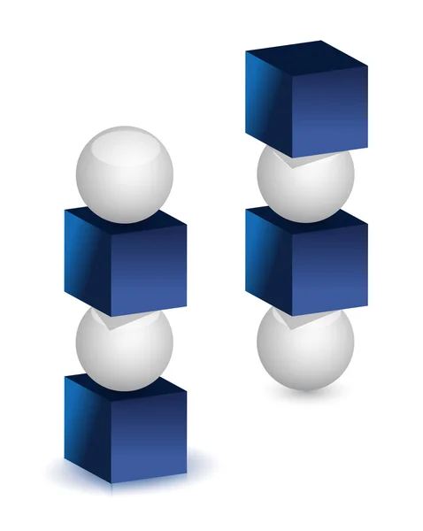 Balans koncept med blå delar ett vitt glas. — Stockfoto