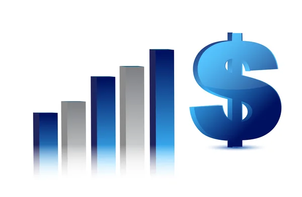 Valuta üzleti kék dollár grafikon illusztráció — Stock Fotó
