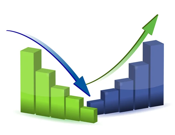 Gráfico de negócios, gráfico, diagrama, barra, para cima, para baixo — Fotografia de Stock