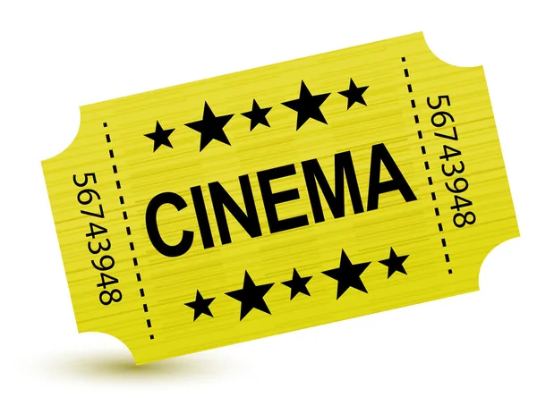 Projeto amarelo da ilustração do bilhete do cinema sobre o branco — Fotografia de Stock