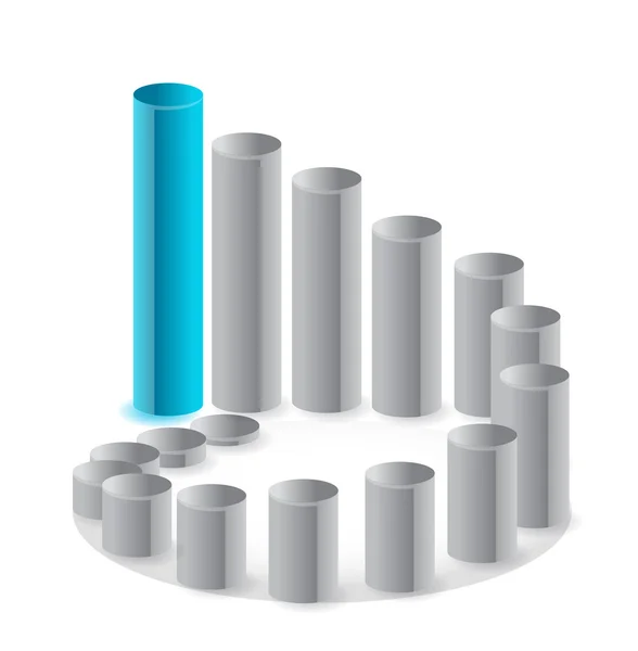 Kruhová modrá a šedá obchodní graf — Stock fotografie