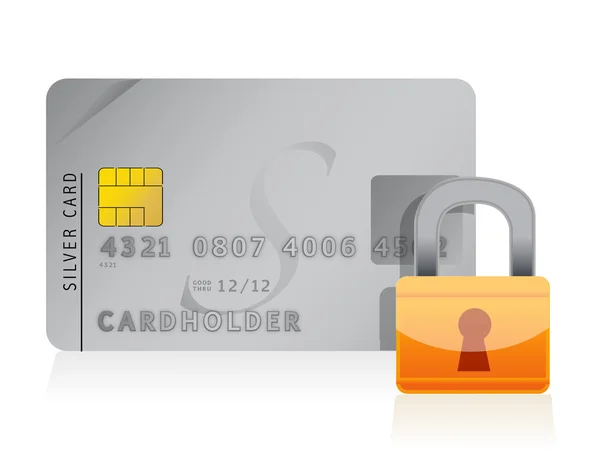 Credit card locked with security lock — Stock Photo, Image