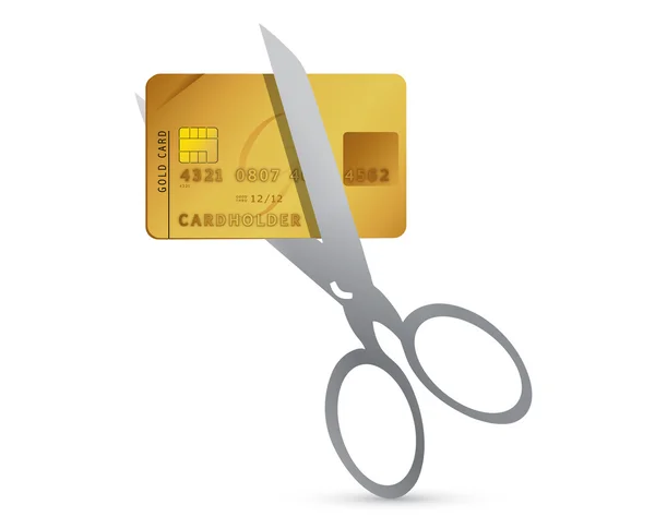 Кредитная карта с ножницами - изолированный рисунок — стоковое фото