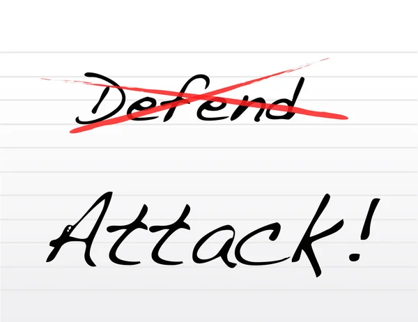 Doorhaling van verdedigen en schrijven aanval. — Stockfoto