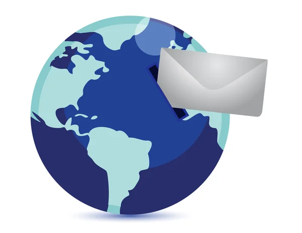 作为全球电子邮件的邮政信箱地球 — 图库照片