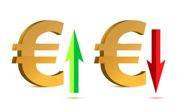Конструкции иллюстраций по подъёму и падению евро — стоковое фото