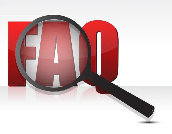 FAQ tecken utvidgas med ett förstoringsglas — Stockfoto