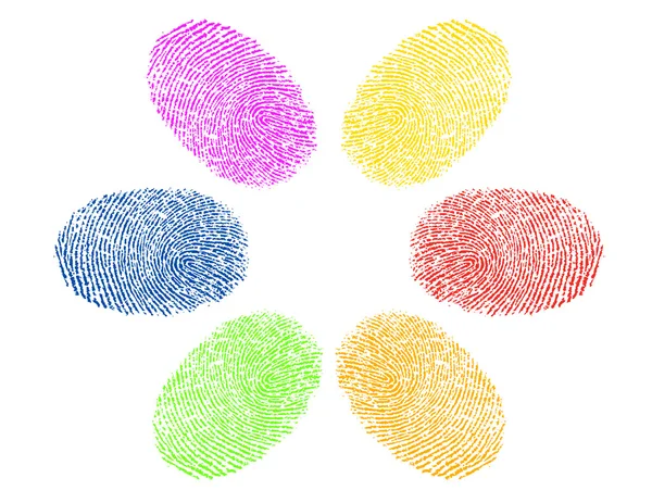 Impresiones de dedos en varios colores concepto de diversidad — Foto de Stock