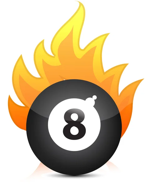 Eight billiard ball in fire — Stock Photo, Image
