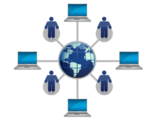 Global bilgisayar ağı mavi — Stok fotoğraf