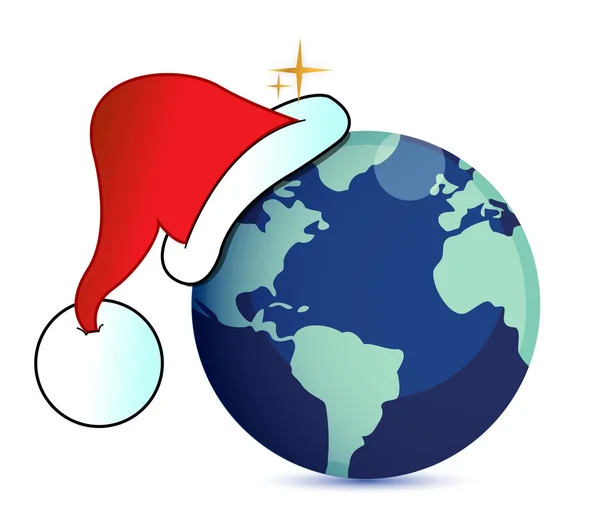 Weihnachtsmann auf einem Globus — Stockfoto
