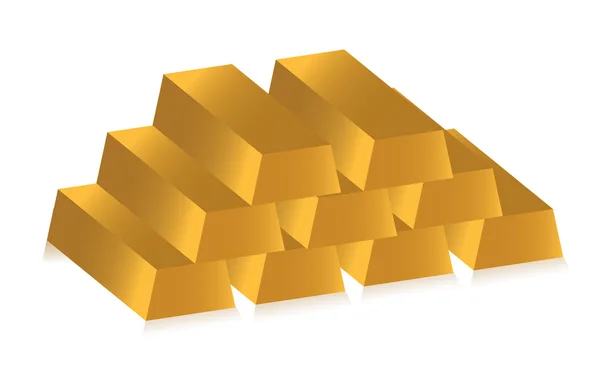 3D gyllene barer över vit bakgrund — Stockfoto