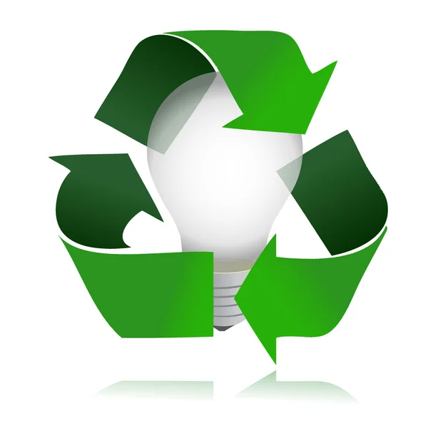 A light bulb inside the recycle symbol - 3d image — Stock Photo, Image