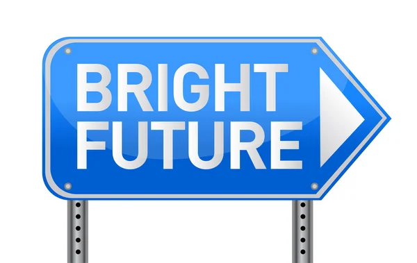Photo realistic metallic reflective 'bright future' sign — Stock Photo, Image