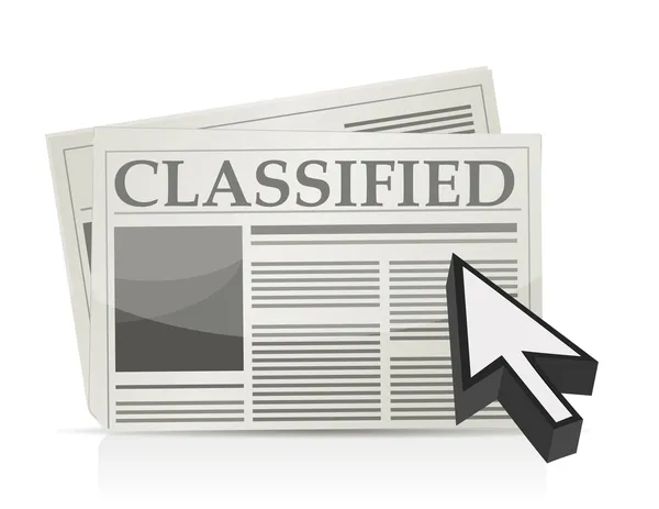 Newspaper classified ads page and cursor — Stock Photo, Image