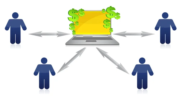 Rikedom distribution och online inkomster illustration design — Stockfoto