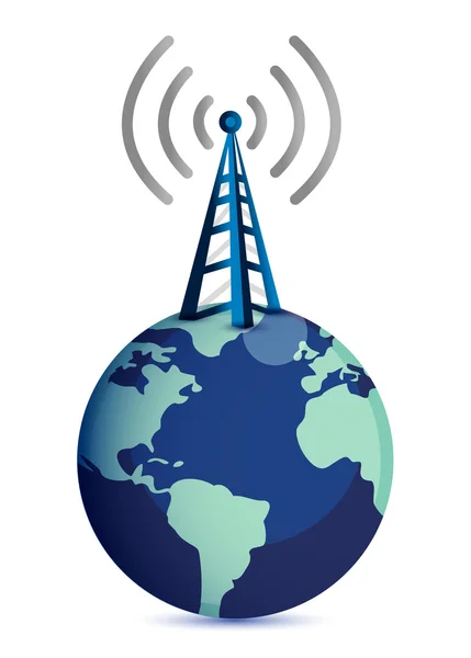 Radio tower standing on top of earth - connections — Stock Photo, Image