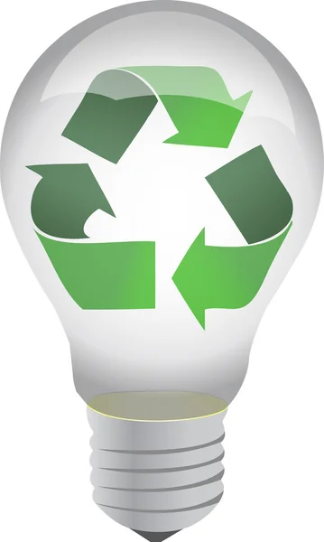 Reciclar projeto ilustração lâmpada sobre branco — Fotografia de Stock