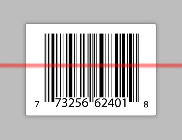 Ein typischer Produkt-Barcode mit einem Laserscanner. — Stockfoto