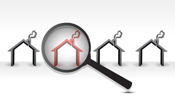 Searching Hot Property with Magnifying Glass — Stock Photo, Image