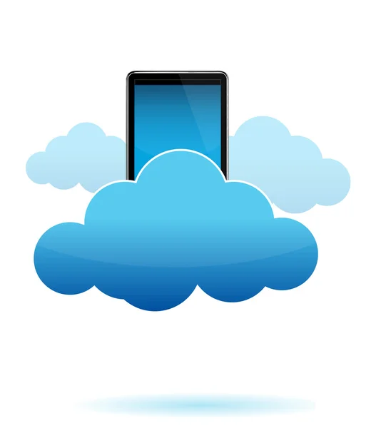 Tablet bilgisayarı ile bulut hesaplaması — Stok fotoğraf