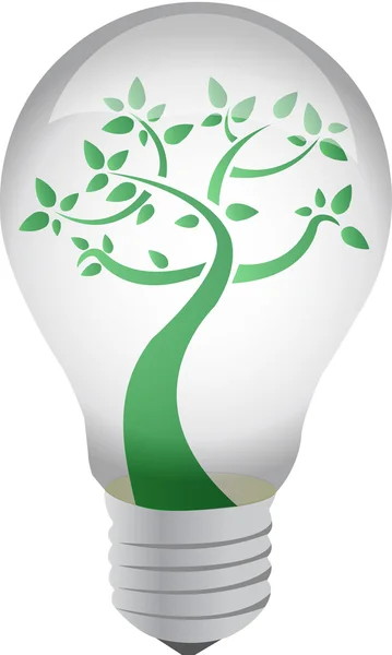 Tree in a light bulb isolated on white concept illustration — Stock Photo, Image
