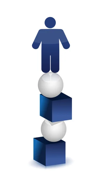 Unstable balance with male icon in top — Stock Photo, Image