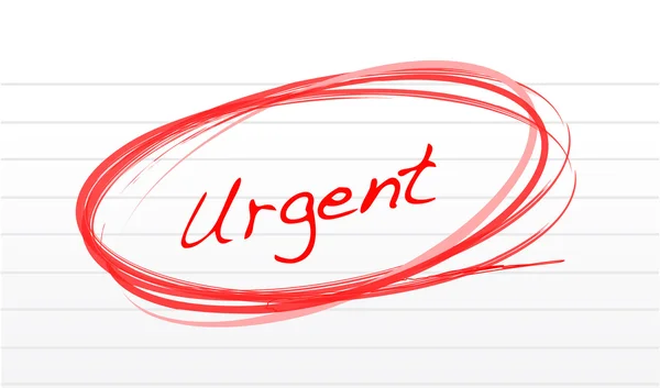 Urgente cerchiato con inchiostro rosso su carta bianca . — Foto Stock