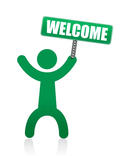 Human icon with welcome sign illustration — Stock Photo, Image
