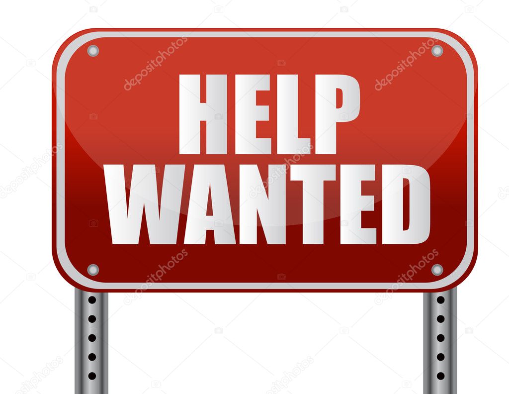 Red help wanted sign illustration design