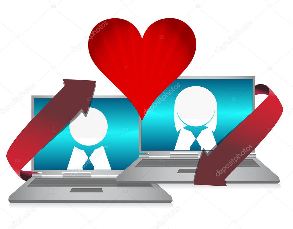 Online dating illustration concept over white