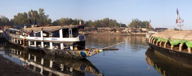 Vessel at the harbor on Niger clipart