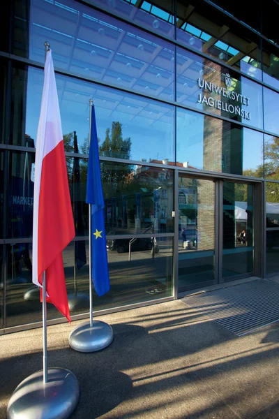 Europa y las banderas polacas — Foto de Stock