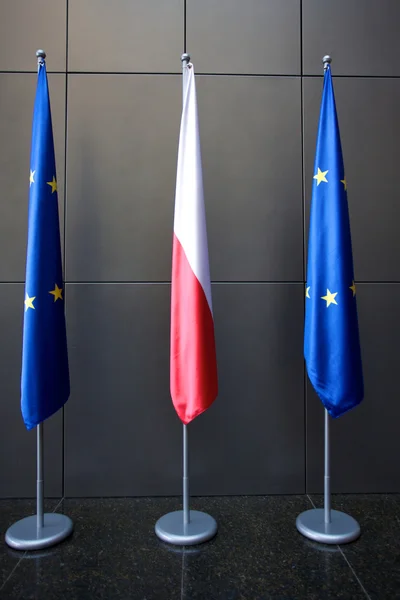Europe and Polish Flags — Stock Photo, Image