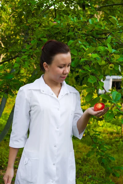 Lekarz z jabłkiem — Zdjęcie stockowe